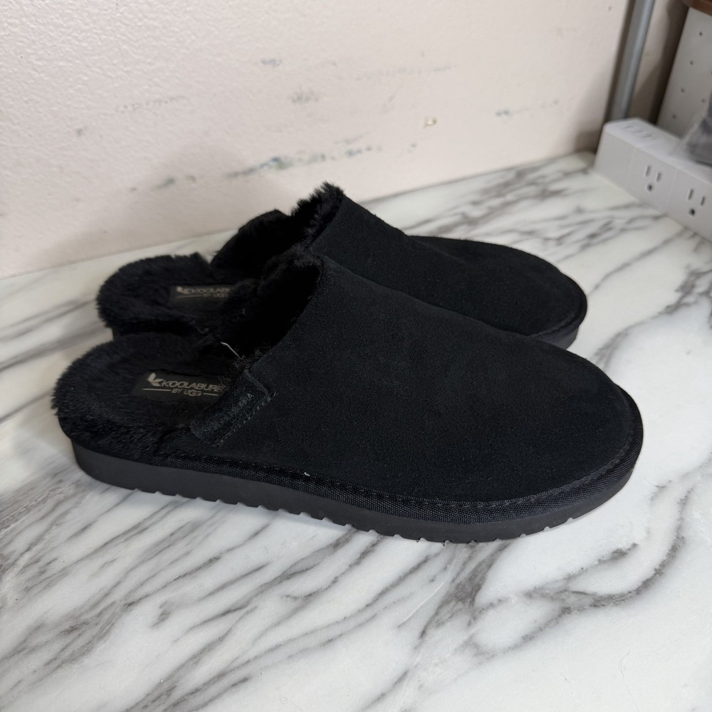 Koolaburra by Ugg Women Mules Slippers Black US Size 9 Faux Fur Lined Slip On